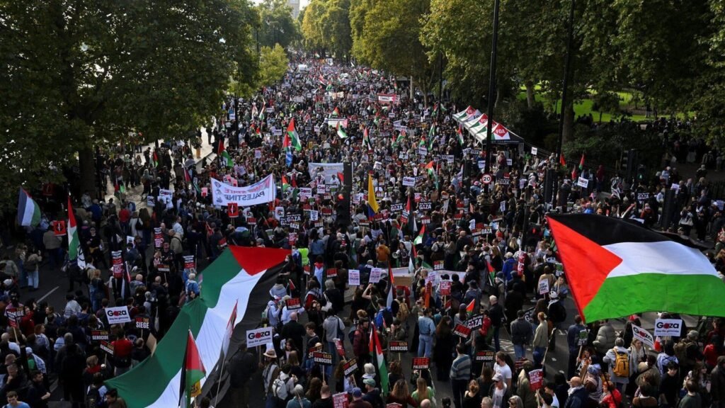 Meer dan een half miljoen mensen in Engeland vraagt om vrede voor Gaza